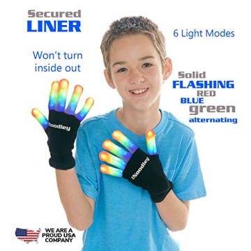 Noodley LED Gloves for Kids Fun Light Up Adventure