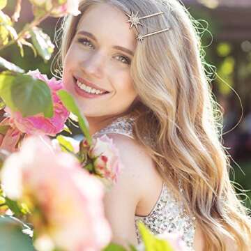 6 Pieces Stars and Moon Hair Clips Wedding Vintage Rhinestone Star Hair Pin Hair Barrettes Metal Alloy Moon Hair Pins for Women Girls Hair Accessories (Gold)