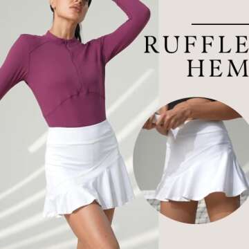 Ekouaer Golf/Tennis/Casual Athletic Active Skirt for Women Comfortable Athletic Skort with Shorts White