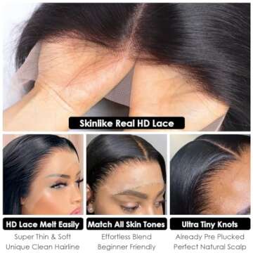 Flady 10 inch Bob Wig Human Hair 13x4 Frontal Lace Wig Straight HD Lace Front Wigs Human Hair Pre Plucked With Baby Hair Glueless Short Bob Wigs for Women 150% Density Natural Color