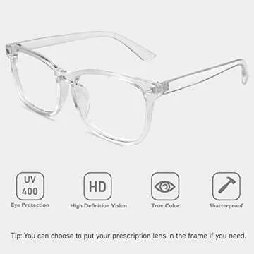 GQUEEN Fashion Glasses Non Prescription Fake Glasses for Women Men Clear Lens Square Transparent, 20...