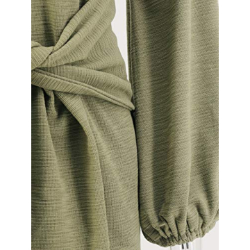 R.Vivimos Women's Autumn Winter Cotton Long Sleeves Elegant Knitted Bodycon Tie Waist Sweater Pencil Dress