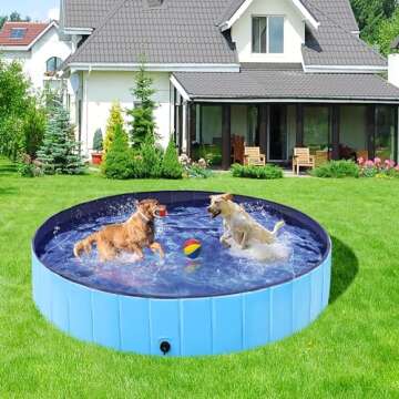 Yaheetech Foldable Dog Pool 63 x 12 Inches Collapsible Hard Plastic Pet Swimming Pool Portable Dog B...
