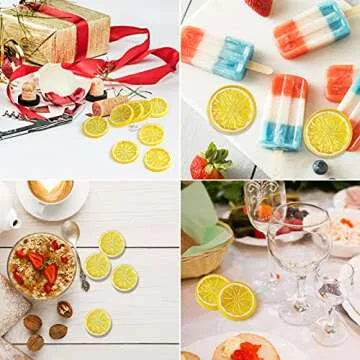 KINMINGZHU 20pcs Lifelike Mini Plastic Lemon Slices