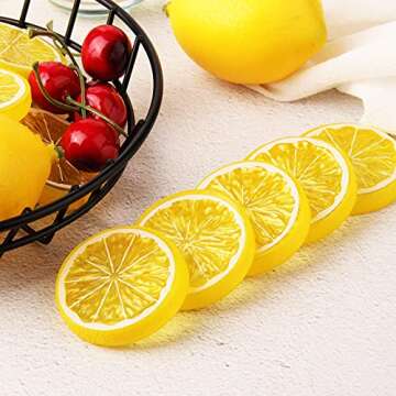 KINMINGZHU 20pcs Lifelike Mini Plastic Lemon Slices