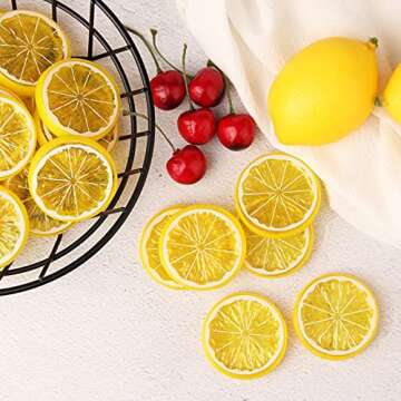 KINMINGZHU 20pcs Lifelike Mini Plastic Lemon Slices