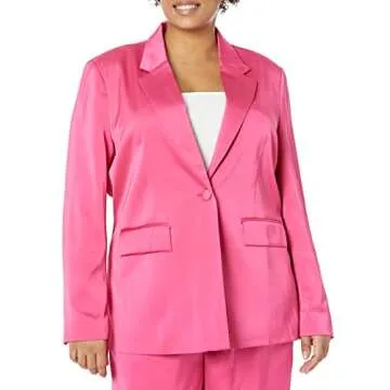 Stylish The Drop Women's Zeke Silky Blazer in Hot Pink