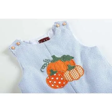 Lil Cactus Blue Seersucker Pumpkin Shortalls for Boys