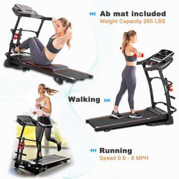Ksports Foldable 16 Inch Wide Home Treadmill w/Bluetooth Connectivity, Kinomap, Zwift & FitShow Fitness Tracking Apps, USB/AUX Ports, Manual Inclines and Speed Control