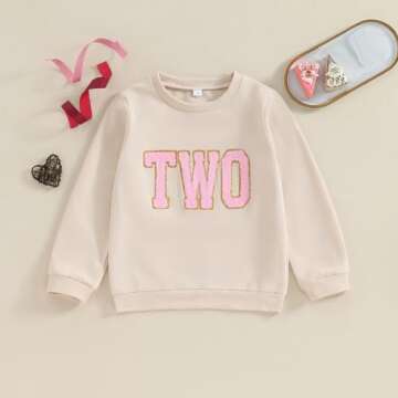 Lamuusaa Toddler Baby Girl Boy Birthday Outfit One/Two/Three/Four/Five/Six Embroidery Sweatshirt Shi...
