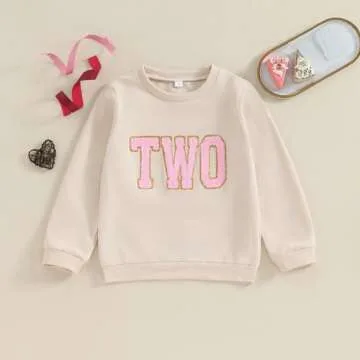 Lamuusaa Toddler Baby Girl Boy Birthday Outfit One/Two/Three/Four/Five/Six Embroidery Sweatshirt Shi...