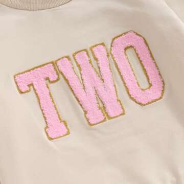 Lamuusaa Toddler Baby Girl Boy Birthday Outfit One/Two/Three/Four/Five/Six Embroidery Sweatshirt Shirts Birthday Gift