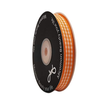 Micomon Orange Gingham Ribbon 25 Yards 100% Polyester