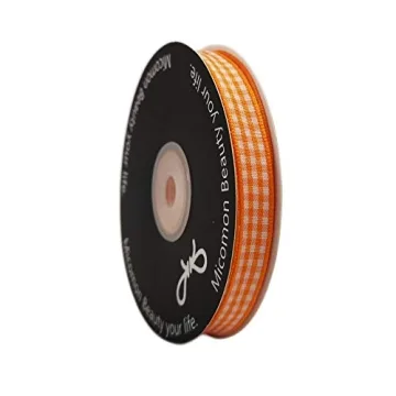 Micomon Orange Gingham Ribbon 25 Yards 100% Polyester