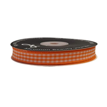 Micomon Orange Gingham Ribbon 25 Yards 100% Polyester