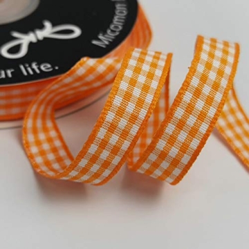 Micomon Orange Gingham Ribbon 25 Yards 100% Polyester
