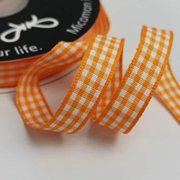 Micomon Orange Gingham Ribbon 25 Yards 100% Polyester