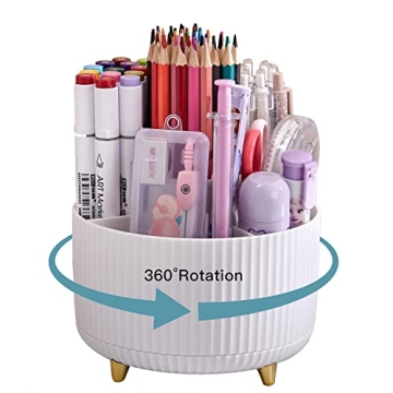 WNING Pen Holder for Desk, Pencil Holder,5 Slots 360° Degree Rotating Desk Organizers and Accessori...