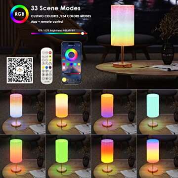 emie Smart Rainbow Table Lamp for Bedroom, Modern Bedside Lamps for Nightstand Decoration, 72 LED Co...