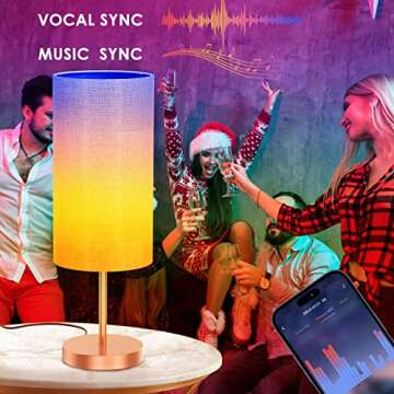 emie Smart Rainbow Table Lamp for Bedroom, Modern Bedside Lamps for Nightstand Decoration, 72 LED Colorful Bulb with APP Control & Music Sync, Desk Light for Home Office Living Room Decor