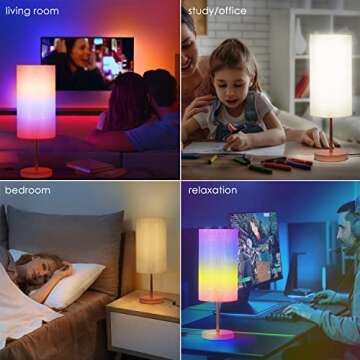 emie Smart Rainbow Table Lamp for Bedroom, Modern Bedside Lamps for Nightstand Decoration, 72 LED Colorful Bulb with APP Control & Music Sync, Desk Light for Home Office Living Room Decor