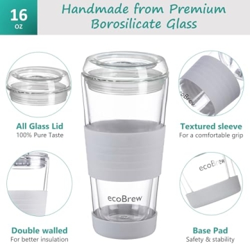 ecoBrew Double Wall Glass Tumbler - Stylish & Durable Coffee Mug