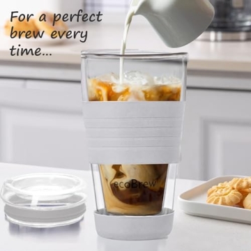 ecoBrew Double Wall Glass Tumbler - Stylish & Durable Coffee Mug
