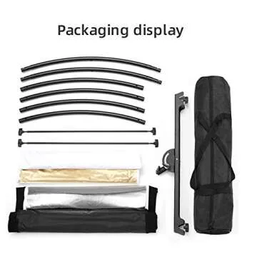 SUPON Clamshell Light Reflector Diffuser, 71"x24" /180x60cm Arclight Curved Lighting Reflector, Black, White, Gold, Silver with 28" /70cm Light Stand, Carry Bag for Photography Portrait Studio Shoot