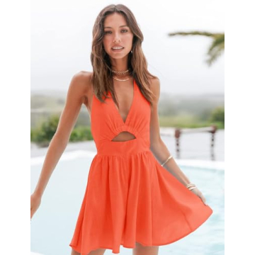 Trendy Inorin Summer Halter Mini Dress for Women