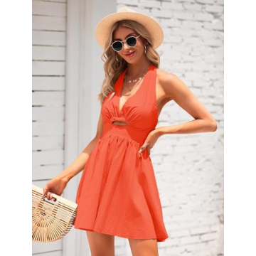 Trendy Inorin Summer Halter Mini Dress for Women