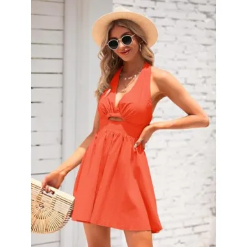 Trendy Inorin Summer Halter Mini Dress for Women