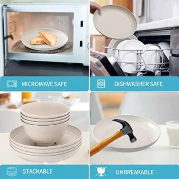 28pcs Eco-Friendly Wheat Straw Dinnerware Set for 4