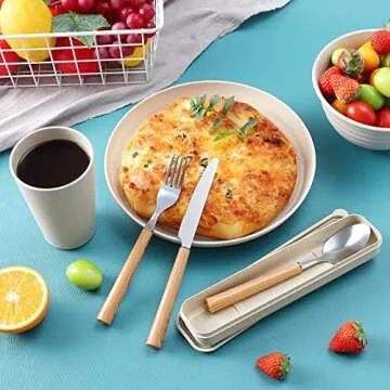 28pcs Eco-Friendly Wheat Straw Dinnerware Set for 4