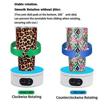 YVV Turner Cup Rotating Display Stand for Epoxy Glitter Tumbler, 360 Degree Automatic Mute Rotating Turntable for Photography Products and Shows. Bling Bling Tumbler Making Supplies Spinner White USB