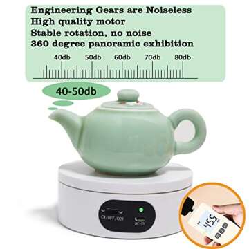 YVV Turner Cup Rotating Display Stand for Epoxy Glitter Tumbler, 360 Degree Automatic Mute Rotating Turntable for Photography Products and Shows. Bling Bling Tumbler Making Supplies Spinner White USB