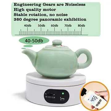 YVV Turner Cup Rotating Display Stand for Epoxy Glitter Tumbler, 360 Degree Automatic Mute Rotating Turntable for Photography Products and Shows. Bling Bling Tumbler Making Supplies Spinner White USB