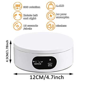 YVV Turner Cup Rotating Display Stand for Epoxy Glitter Tumbler, 360 Degree Automatic Mute Rotating Turntable for Photography Products and Shows. Bling Bling Tumbler Making Supplies Spinner White USB