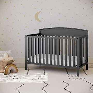 Graco Benton 5-in-1 Convertible Crib (Gray) – GREENGUARD Gold Certified, Converts from Baby Crib t...