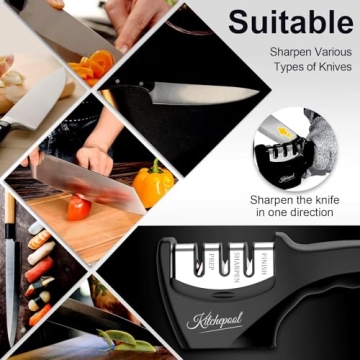 4-in-1 Knife Sharpener Kit for Kitchen Knives & Safety