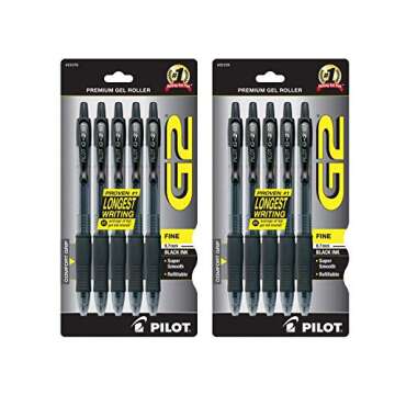 PILOT G2 Premium Refillable & Retractable Rolling Ball Gel Pens, Fine Point, Black Ink, 10-Pack (310...