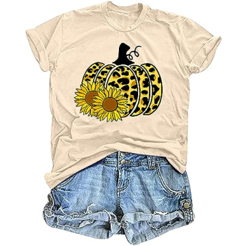 Halloween Pumpkin Graphic Tee for Women | Chic Leopard Print