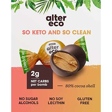 Alter Eco Almond Butter Bombs - Organic Dark Chocolate - Healthy Snacks for Adults - 9 Individually ...