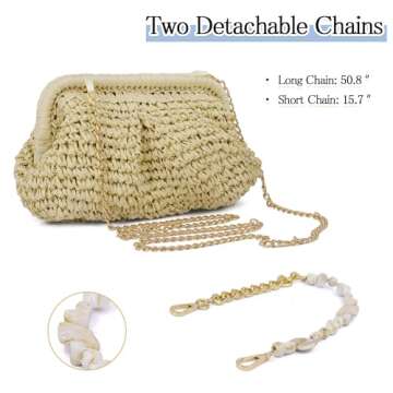 Aovtero Straw Purses for Women Crossbody Bag Small Woven Clutch Summer Beach Handbags Dumpling Bag W...