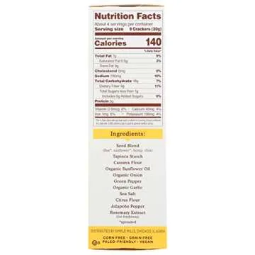 Simple Mills Gluten Free Jalapeno Sprouted Seed Crackers