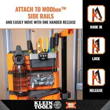 Klein Tools 54814MB MODbox Tool Carrier, Modular Tool Storage System Side Mounting Accessory, Easy One-Handed Attachment and Slim Profile