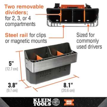 Klein Tools 54814MB MODbox Tool Carrier, Modular Tool Storage System Side Mounting Accessory, Easy One-Handed Attachment and Slim Profile