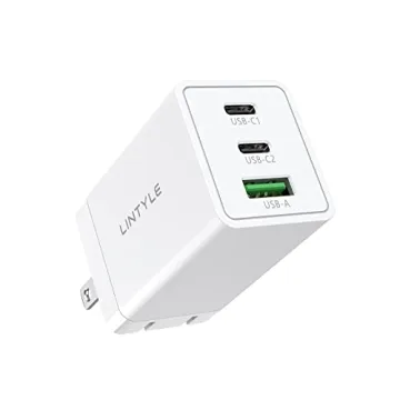 LINTYLE 65W GaN USB C Charger - Compact 3-Port Fast Charging Block