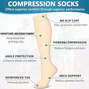 Bluemaple 6 Pack Copper Compression Socks for Women and Men Circulation-Best Support for Medical, Running,Nursing,Athletic