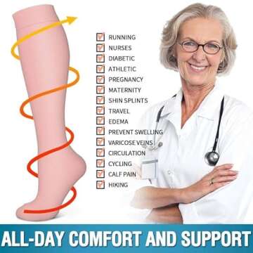 Bluemaple 6 Pack Copper Compression Socks for Women and Men Circulation-Best Support for Medical, Running,Nursing,Athletic