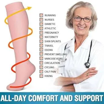 Bluemaple 6 Pack Copper Compression Socks for Women and Men Circulation-Best Support for Medical, Running,Nursing,Athletic